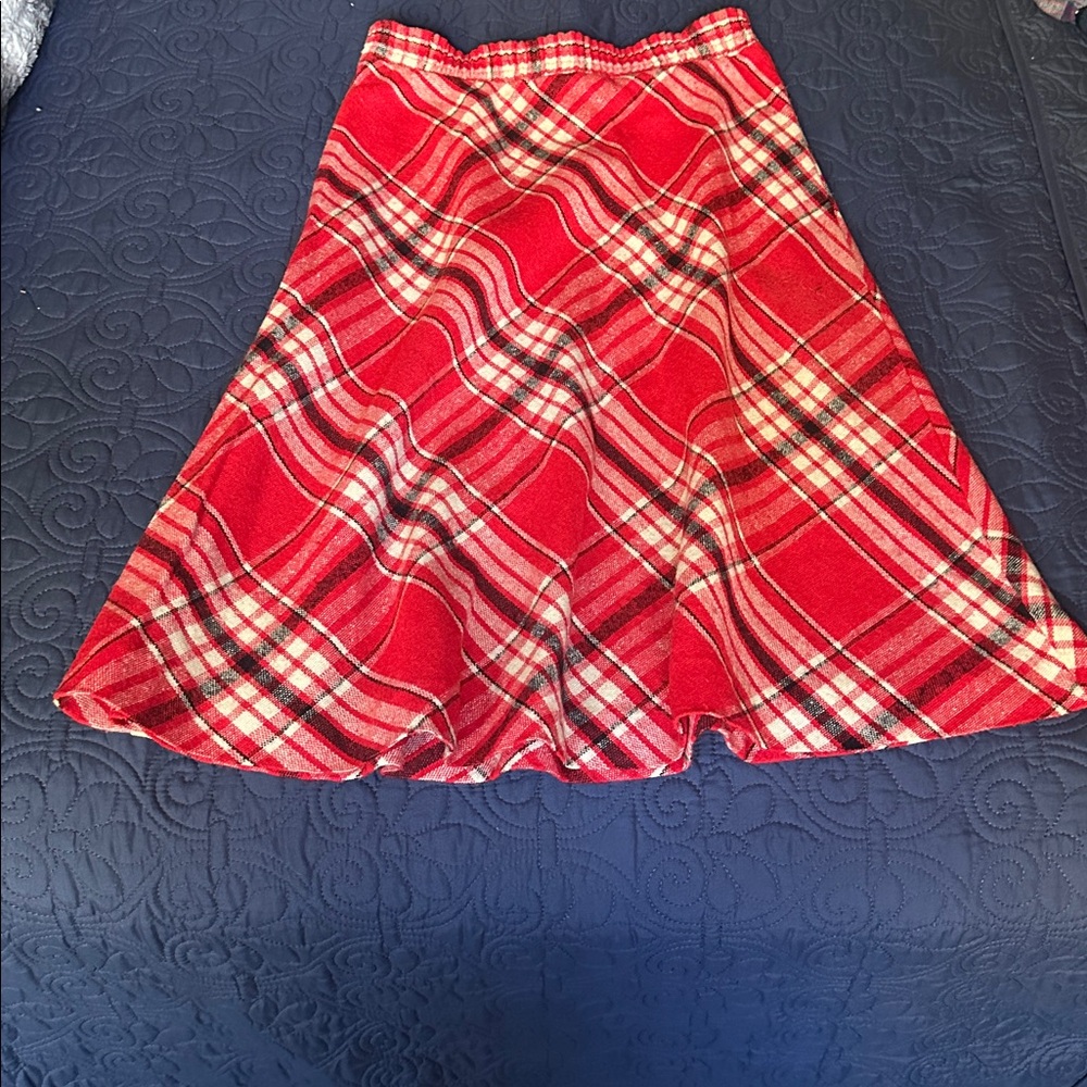 Chic Red Plaid A-Line Skirt